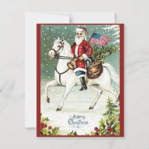 Vintage Merry Christmas Patriotic Santa Claus Holiday Card