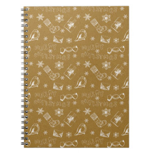 vintage merry christmas pattern notebook