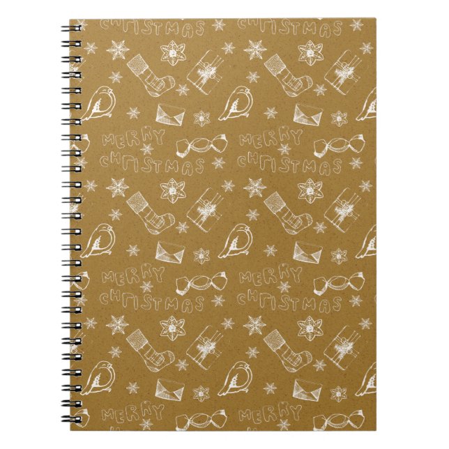 vintage merry christmas pattern notebook (Front)