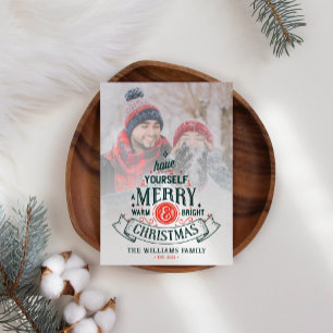 Vintage Merry Christmas Photo Holiday Card