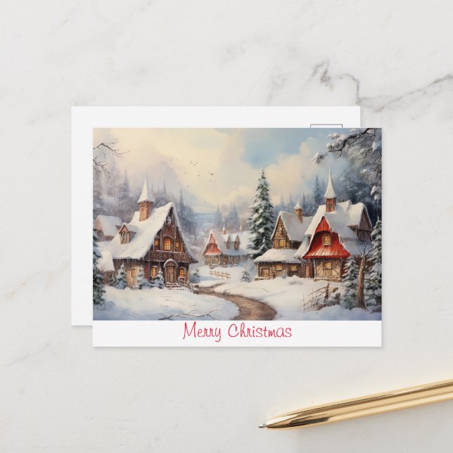 Vintage Merry Christmas Postcard (Front/Back In Situ)