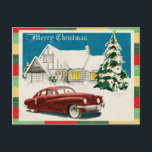 Vintage Merry Christmas Postcard<br><div class="desc">Vintage,  antique,  retro old car Xmas Card. 
Attribution to TuckDB Postcards.</div>