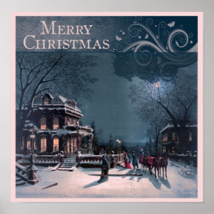 Vintage Merry Christmas Poster