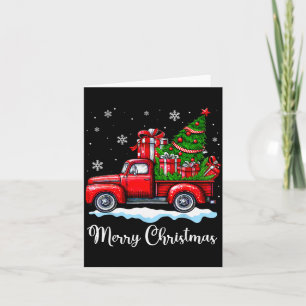 Vintage Merry Christmas Red Truck Funny Xmas Tree  Card
