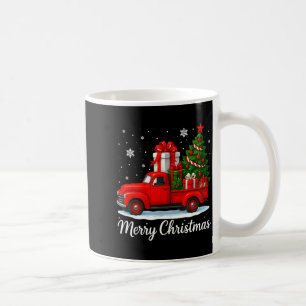 Vintage Merry Christmas Red Truck Funny Xmas Tree Coffee Mug