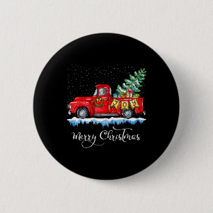 Vintage Merry Christmas Red Truck Old Fashioned Ch 6 Cm Round Badge