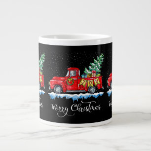Vintage Merry Christmas Red Truck Old Fashioned Ch Large Coffee Mug
