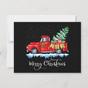 Vintage Merry Christmas Red Truck Old Fashioned Ch Magnetic Invitation