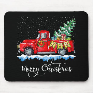 Vintage Merry Christmas Red Truck Old Fashioned Ch Mouse Pad