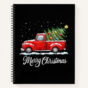 Vintage Merry Christmas Red Truck Old Fashioned Ch Notebook