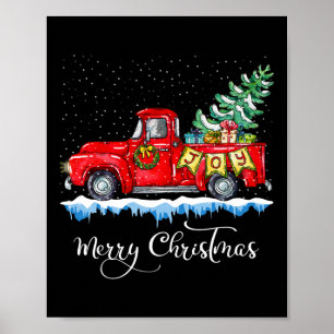 Vintage Merry Christmas Red Truck Old Fashioned Ch Poster