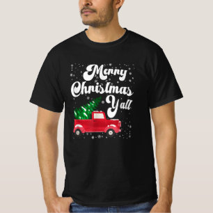Vintage Merry Christmas Red Truck Old Fashioned T-Shirt