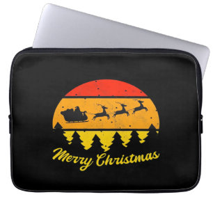 Vintage Merry Christmas Retro Sunset Classic Laptop Sleeve