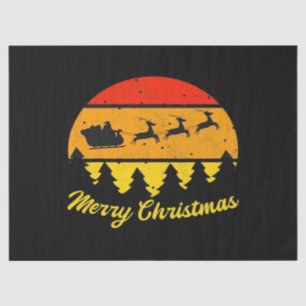 Vintage Merry Christmas Retro Sunset Classic Tissue Paper