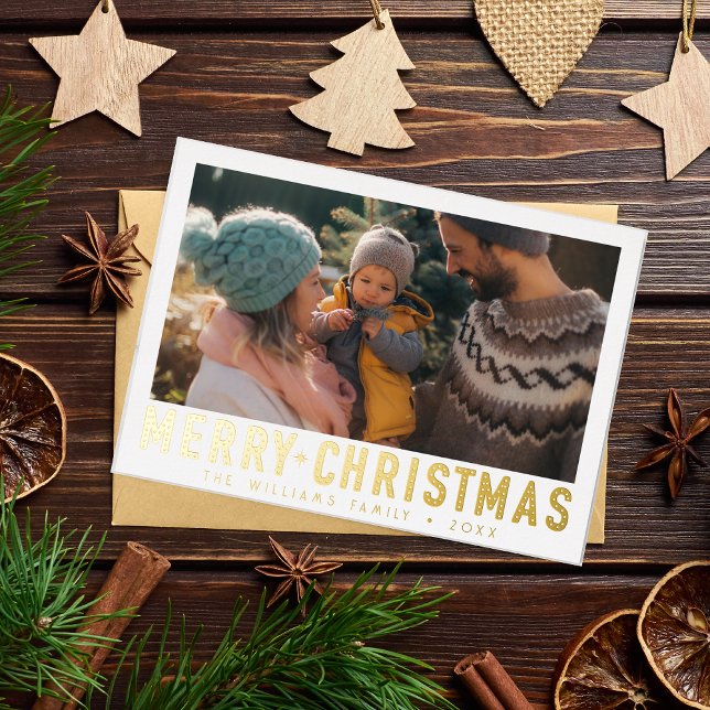 Vintage Merry Christmas Retro Typography | Red Foil Holiday Card (Creator Uploaded)