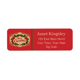 Vintage Merry Christmas Return Address Label