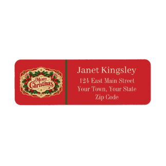 Vintage Merry Christmas Return Address Label