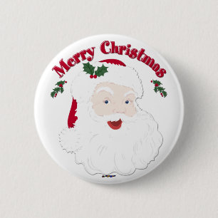 Vintage Merry Christmas Santa 6 Cm Round Badge