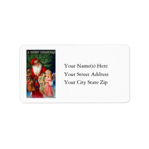Vintage Merry Christmas Santa Address Label