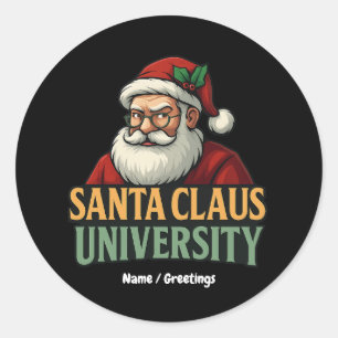 Vintage Merry Christmas Santa Claus University Classic Round Sticker