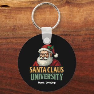 Vintage Merry Christmas Santa Claus University  Key Ring