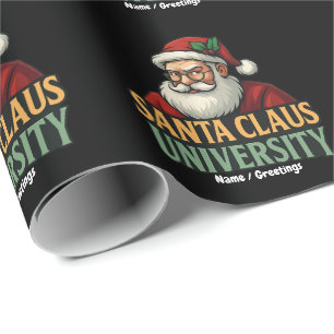 Vintage Merry Christmas Santa Claus University Wrapping Paper