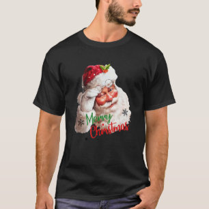 Vintage Merry Christmas Santa Claus Wink Eye T-Shirt