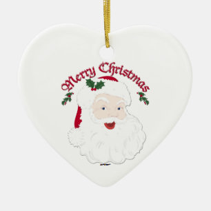 Vintage Merry Christmas Santa - script Ceramic Ornament