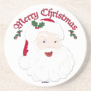 Vintage Merry Christmas Santa - script Coaster