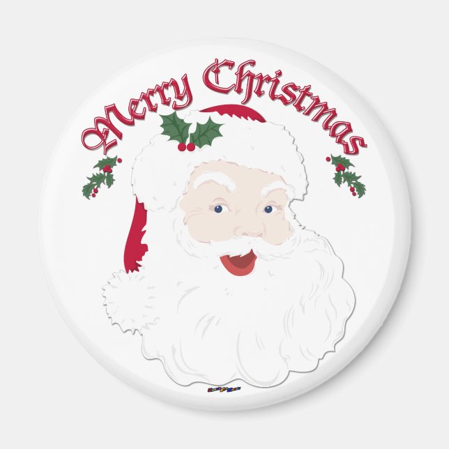 Vintage Merry Christmas Santa - script Magnet (Front)