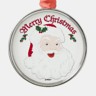 Vintage Merry Christmas Santa - script Metal Ornament