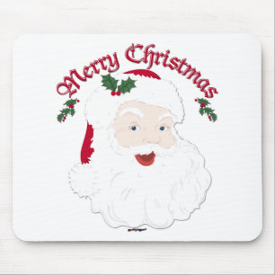 Vintage Merry Christmas Santa - script Mouse Pad