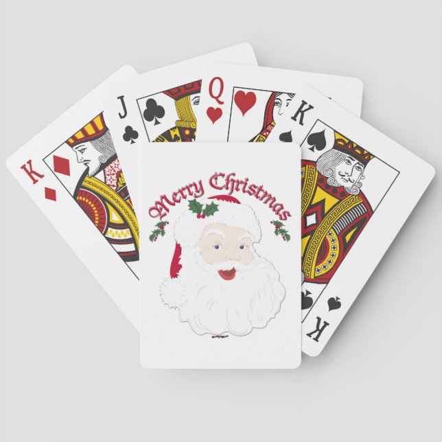Vintage Merry Christmas Santa - script Playing Cards (Back)