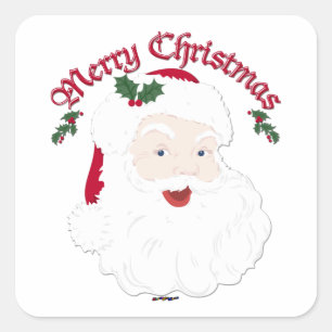 Vintage Merry Christmas Santa - script Square Sticker