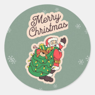 Vintage Merry Christmas Santa Sticker