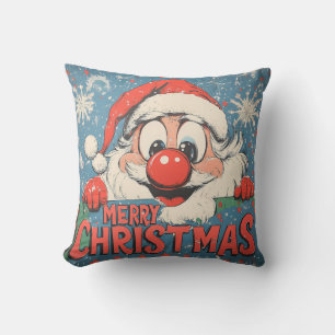 Vintage "Merry Christmas" Santa Throw Pillow