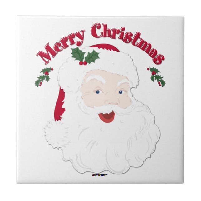 Vintage Merry Christmas Santa Tile (Front)