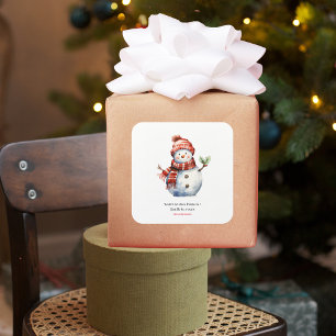 Vintage Merry Christmas & Snowmen  Square Sticker