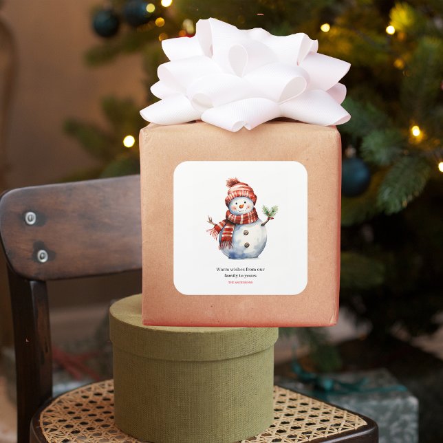 Vintage Merry Christmas & Snowmen  Square Sticker (Creator Uploaded)