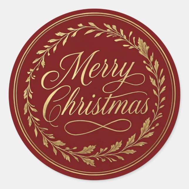 Vintage Merry Christmas Stickers | Elegant Gold  (Front)