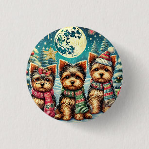 Vintage Merry Christmas Terrier Yorskhire Yorkie 3 Cm Round Badge