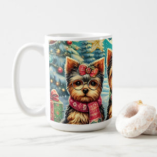Vintage Merry Christmas Terrier Yorskhire Yorkie  Coffee Mug