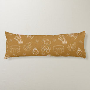 vintage merry christmas toys hand drawn body cushion