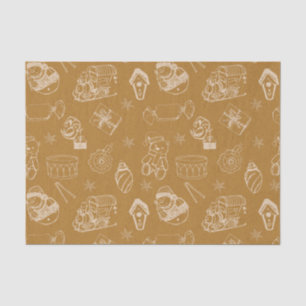 vintage merry christmas toys hand drawn tissue paper