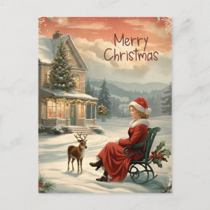 Vintage Merry Christmas Traditional Postcard
