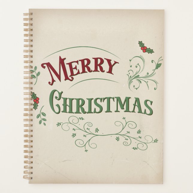 Vintage Merry Christmas Typography Planner (Front)