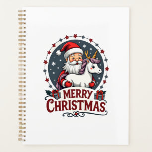 Vintage Merry Christmas Unicorn Santa Funny Christ Planner