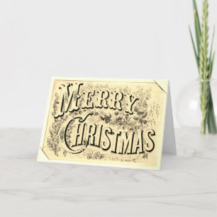 Vintage Merry Christmas Victorian Typography Holiday Card