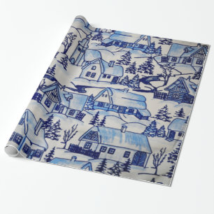 Vintage Merry Christmas Village / House-of-Grosch Wrapping Paper