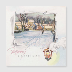 Vintage Merry Christmas Winter Landscape